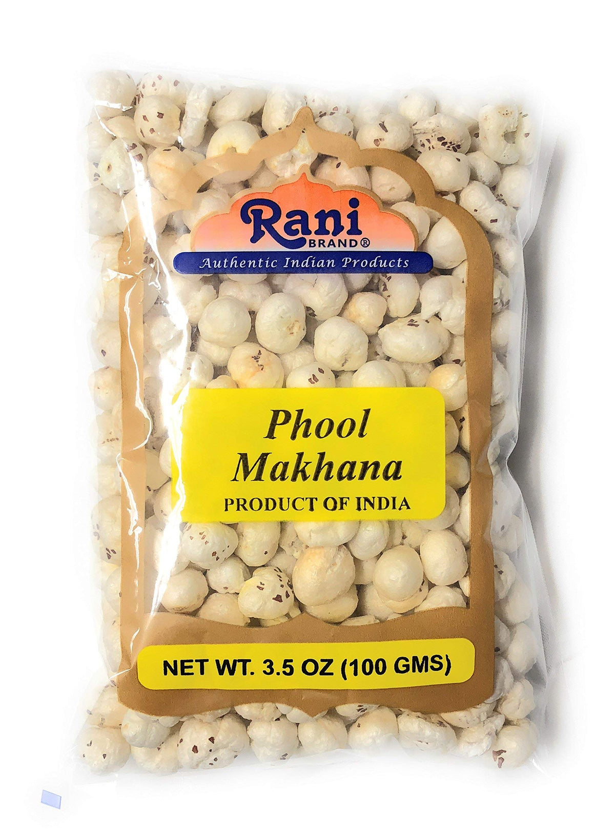 Rani Jumbo Phool Makhana (Fox Nut/Popped Lotus Seed) Plain Raw Uncooked 3.5Oz (100G) ~ All Natural | Vegan | No Colors | Gluten
