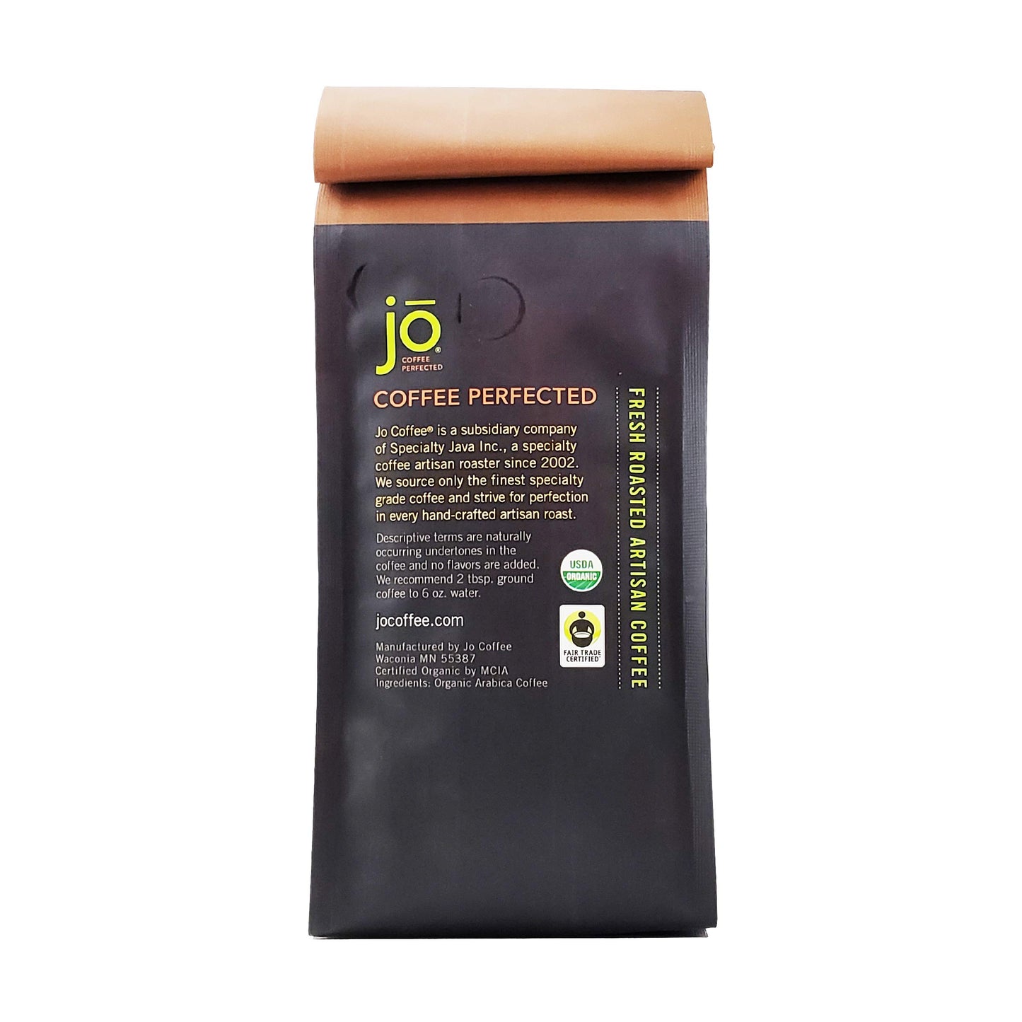 Smooth Jo Decaf: 2 Lb Organic Dark French Roast Whole Bean Coffee, Swiss Water Process, Rich, Creamy, Fair Trade Certified, 100%