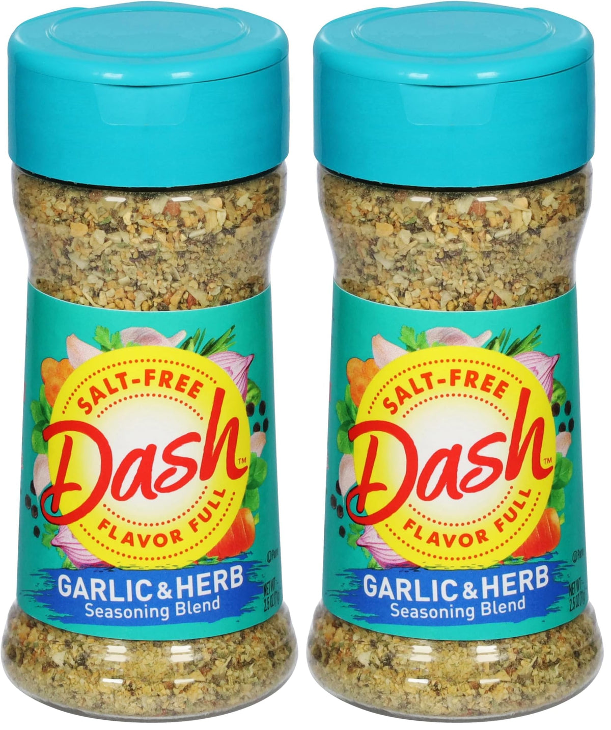 Dash Salt-Free Seasoning Blend, Garlic & Herb, 2.5 Ounce (Pack of 2)