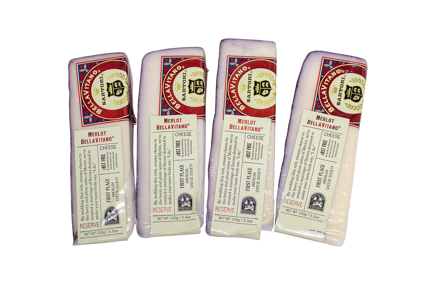 Sartori Merlot Bellavitano Cheese, 5.3 Ounce Wedge, Pack of 4