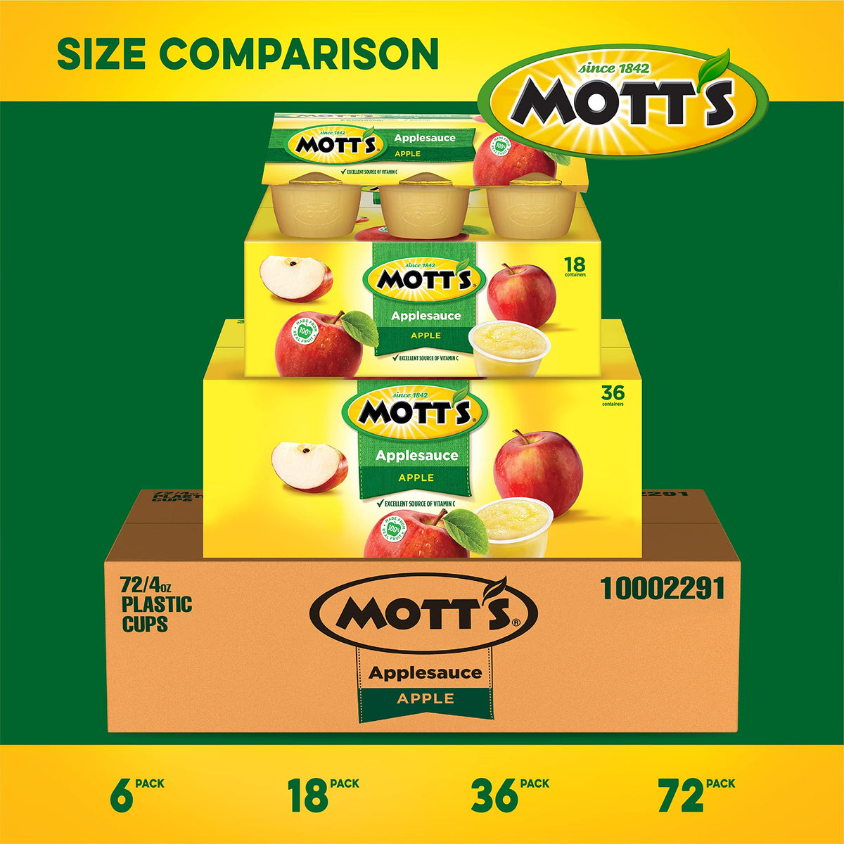 Motts Applesauce, 4 oz cups, 18 count (Pack of 4)
