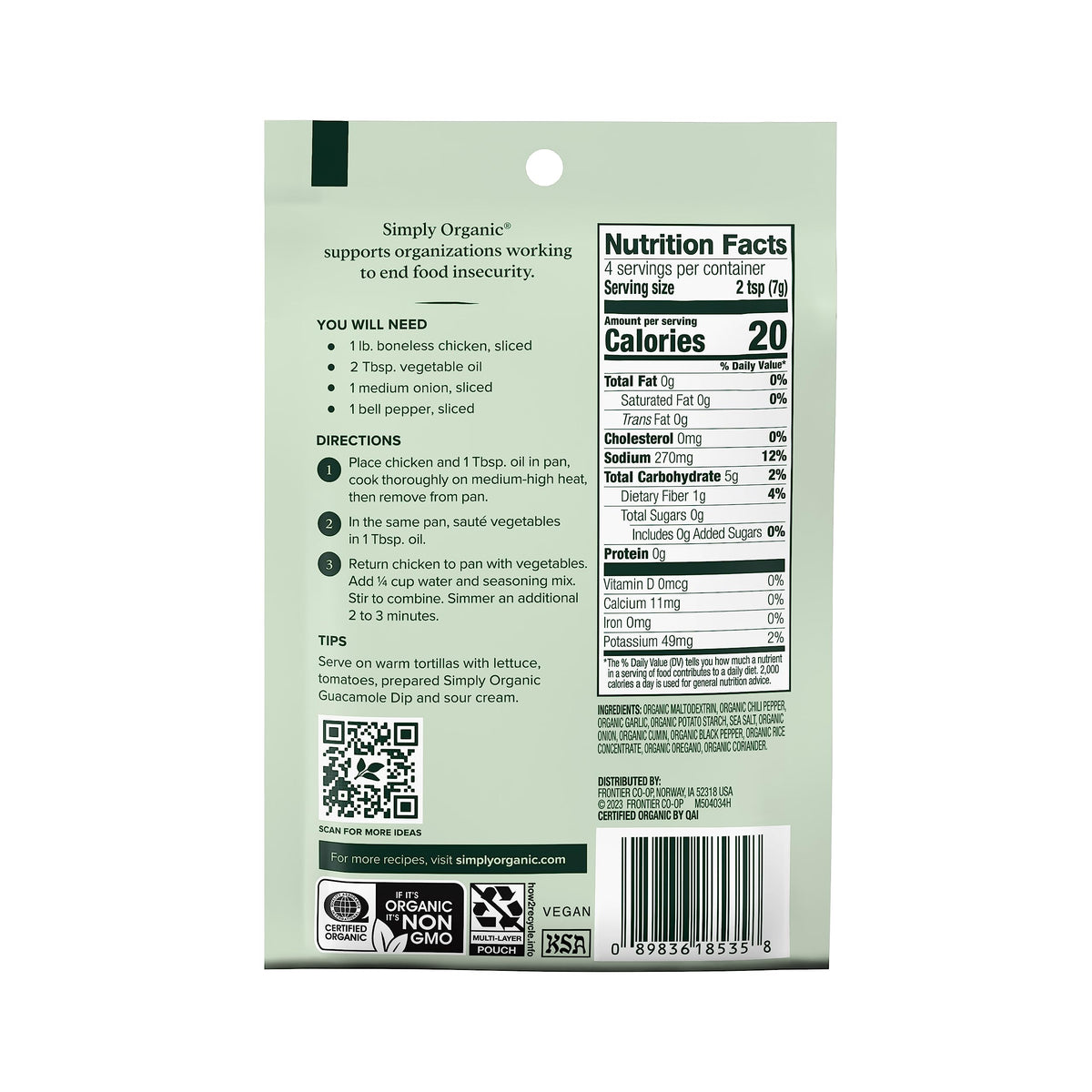 Simply Organic, Fajita Seasoning, 1 Oz