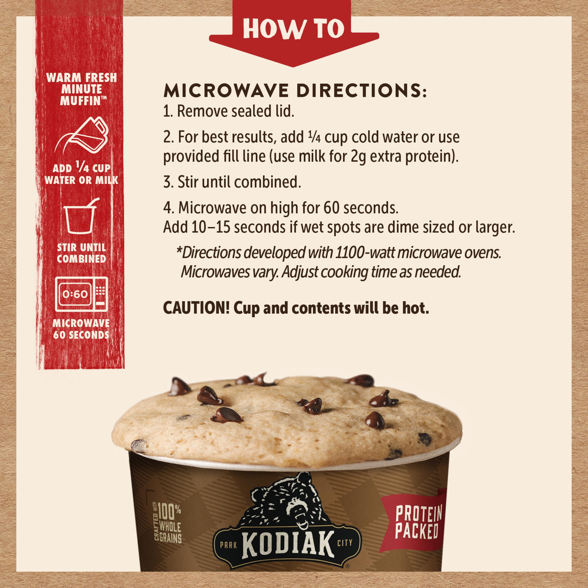 Kodiak Cakes Minute Muffins, Chocolate Chip, 2.36 Ounce (Pack of 12)