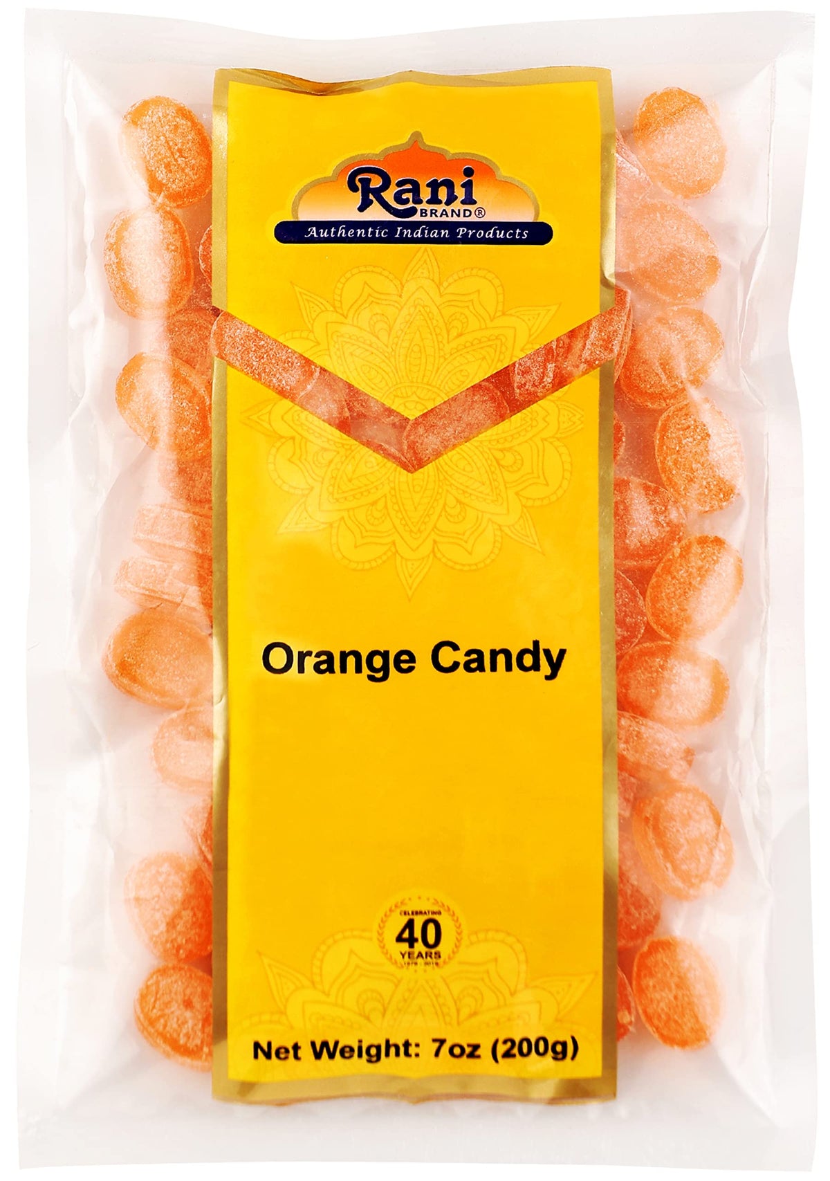 Rani Orange Candy - Vegan, Gluten Friendly, NON-GMO, 7oz (200g) - Authentic Indian Treats