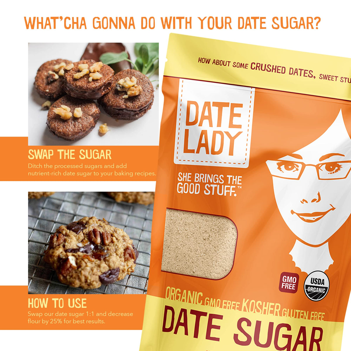 Organic Date Sugar, 1.5 lb | 100% Whole Food | Vegan, Paleo, Gluten-free & Kosher | 100% Ground Dates | Sugar Substitute and Alt
