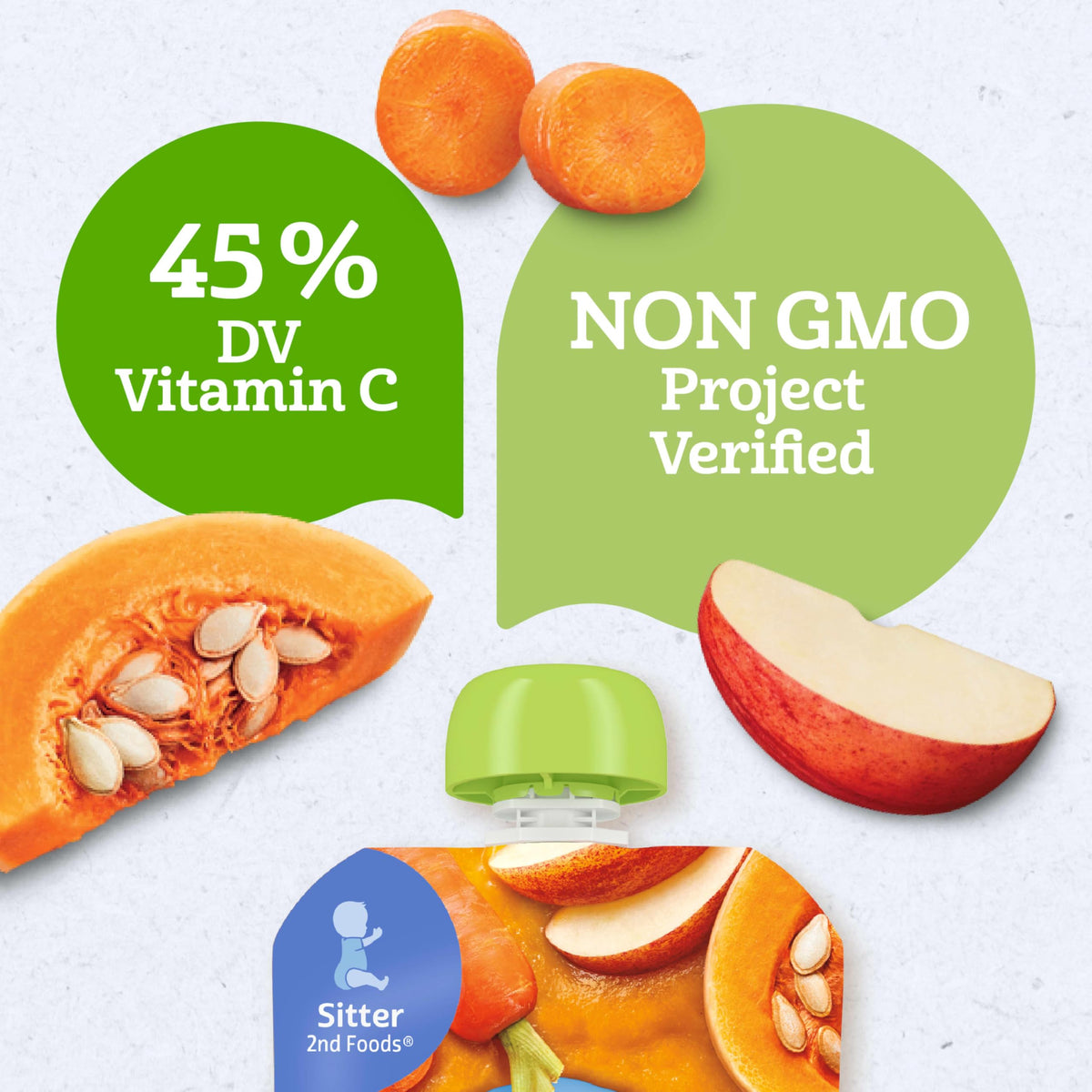 Gerber Organic Apples, Carrots, Squash Baby Food, 3.5 Oz Pouch