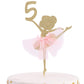 WAWUO Ballet Cake Topper - Ballerina Birthday Decoration for 1 to 5 Years Old, Paper, 1 Count, Ballerina 5