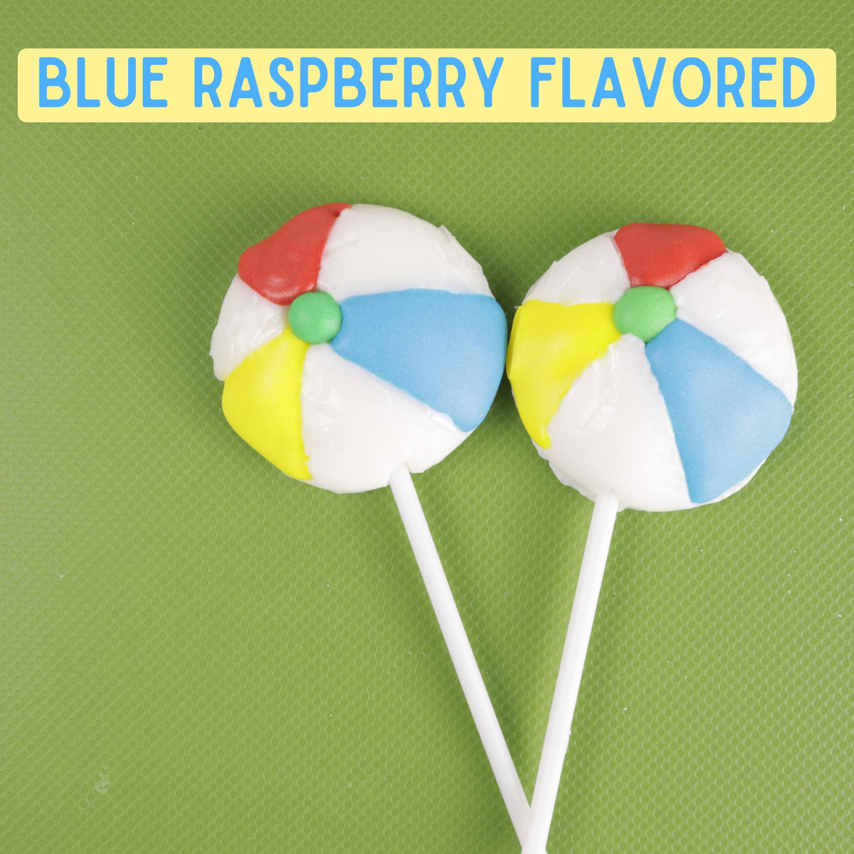 Beach Ball Lollipops, Individually Wrapped Blue Raspberry Suckers, Tropical Party Favors, 24 Count, 10.16 Ounces