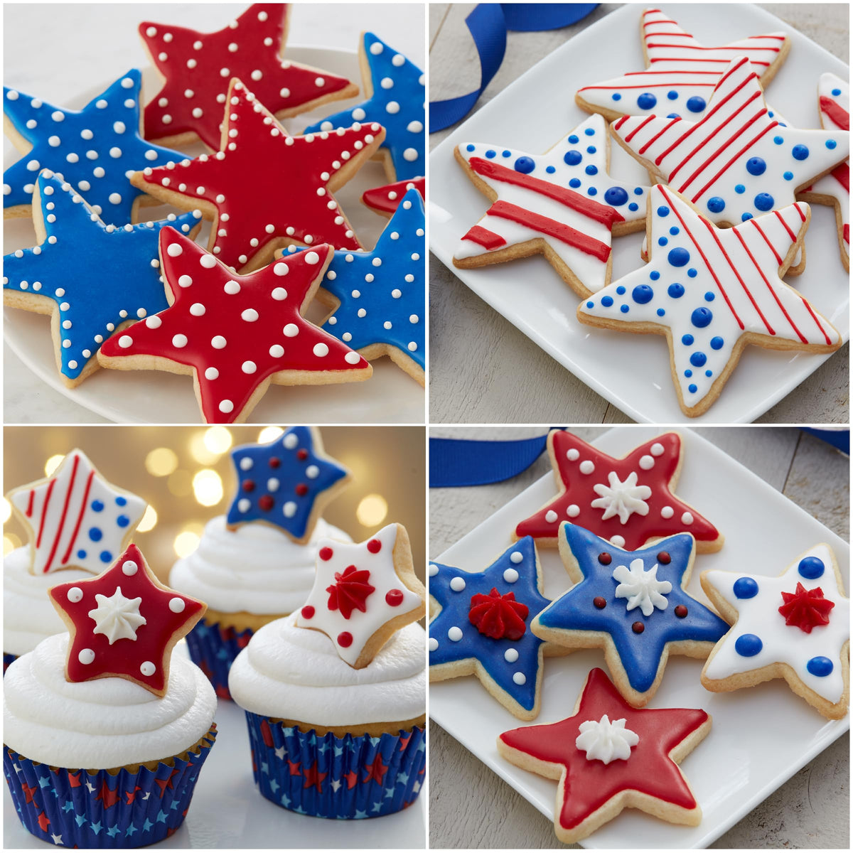 Cake Mate Patriotic Decorating Kit - Red & Blue Sugar, Sprinkles, Icing - 2.25 oz, 1.75 oz, 7 oz - Perfect for Cookies, Cakes, Cup