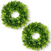 Ddhs 11 Inch Small Boxwood Wreath For Front Doors  2 Packs Artificial Mini Green Wreath Weatherproof  Spring Summer Indoor Outdoor Wreaths For Wall Window Table Wedding Home Decor Party Farmhouse