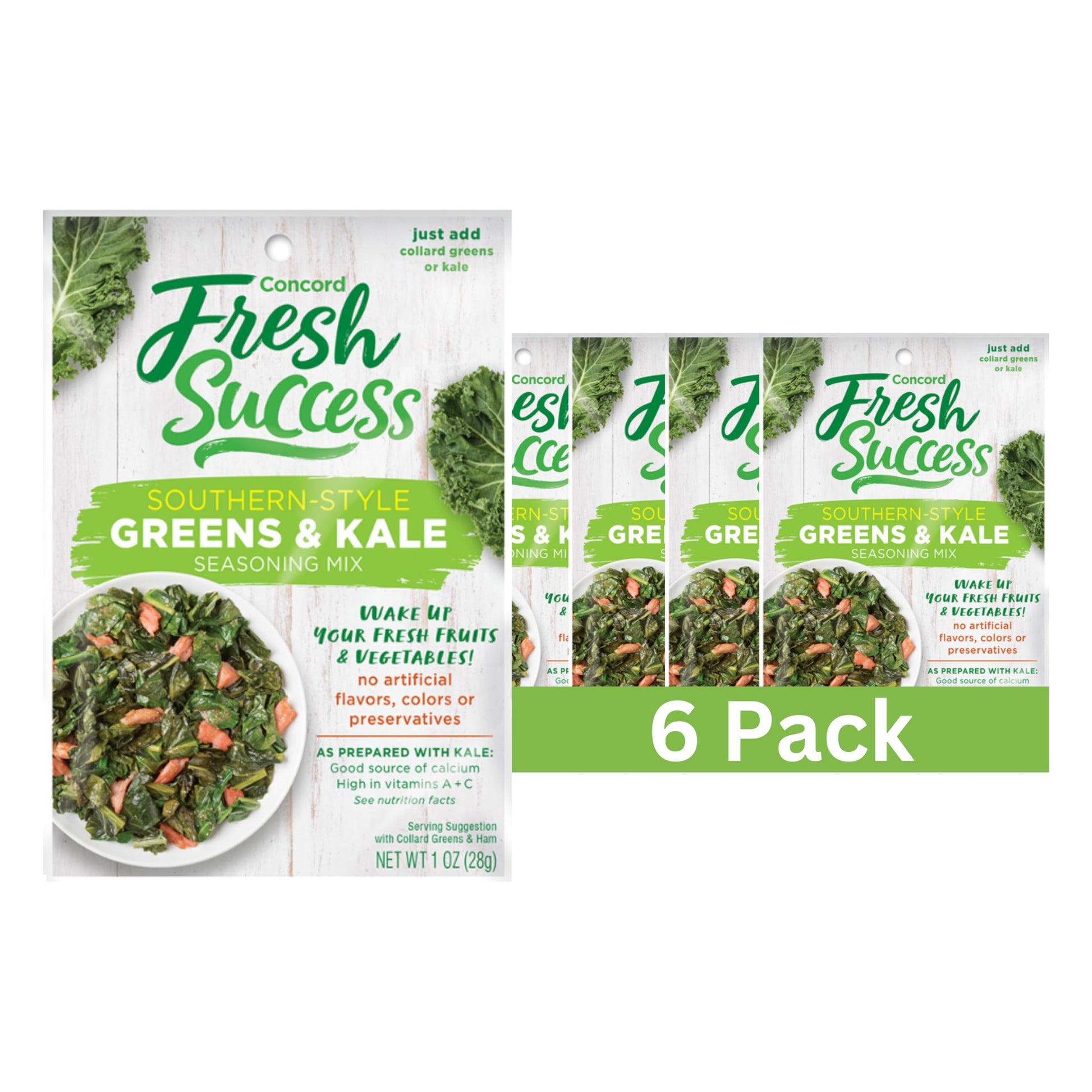 Concord Foods Southern-Style Greens and Kale Seasoning Mix Authentic Southern Flavors for Delicious, Smoky Kale and Collard Gree