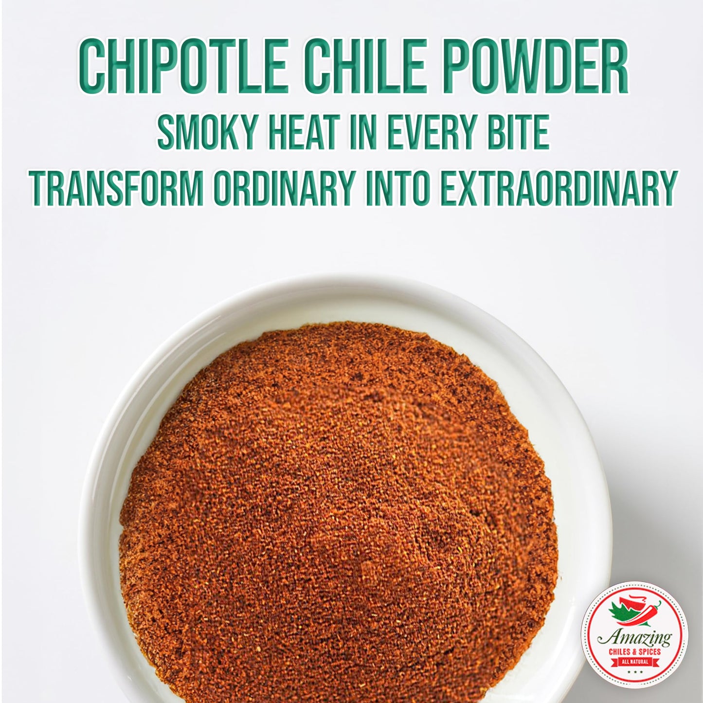 Chipotle Chili Powder Seasoning 1 LB (16oz) - Natural and enhanced. Great For Meats  Grilling Rubs  Sauces  Salsa. Medium to High Heat - Sweet & Smoky Flavor. By Amazing Chiles & Spices.
