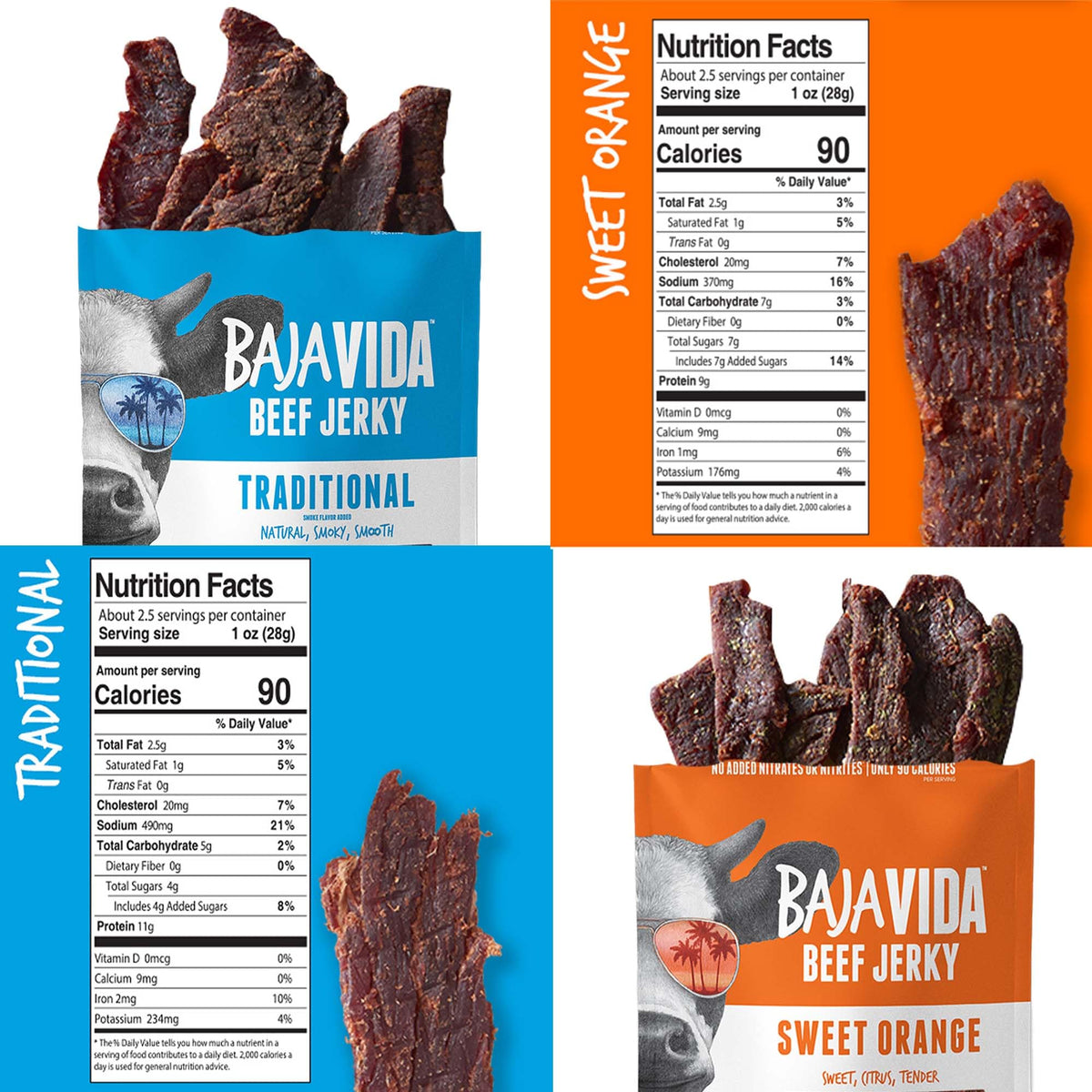 Baja Beef Jerky Snack Packs - Beef Jerky Variety Pack, Beef Jerky Gifts For Men, Beef Jerky Sampler, High Protein Craft Jerky As
