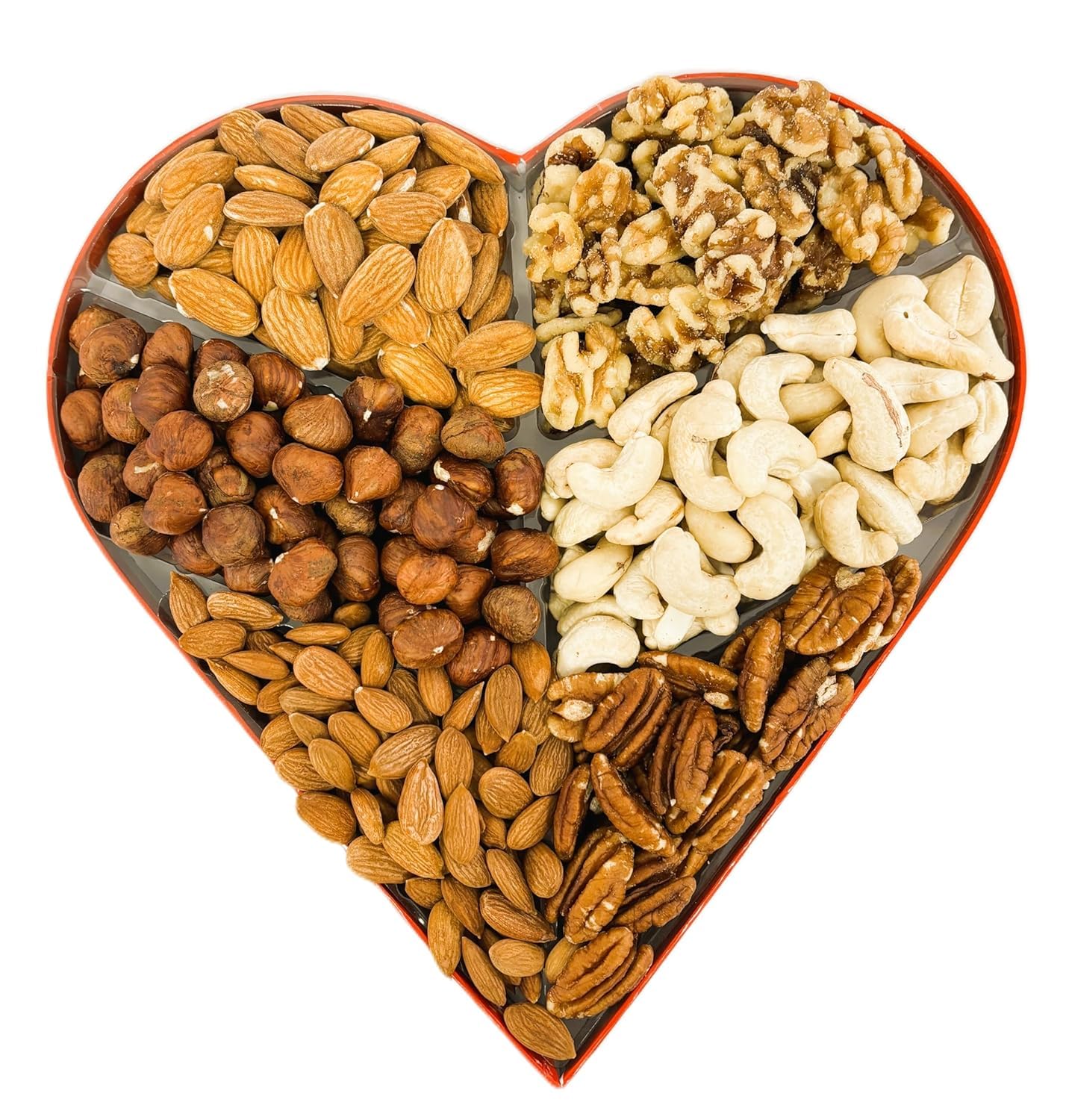 Anna And Sarah 2 Pack Premium Mixed Nuts Large Size Heart Shaped Gift Basket, Walnut-Almond-Cashew-Oregon Hazelnut-Apricot Seed-