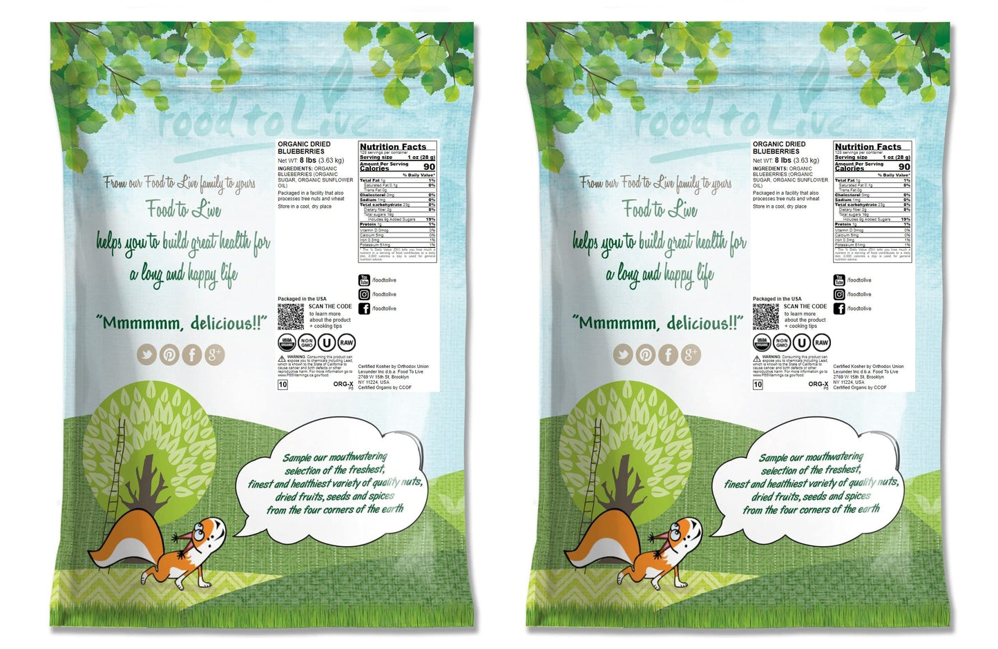 Organic Dried Blueberries, 16 Pounds - Non-Gmo, Whole Berries, Lightly Sweetened, And Coated With Sunflower Oil, Kosher, Vegan,