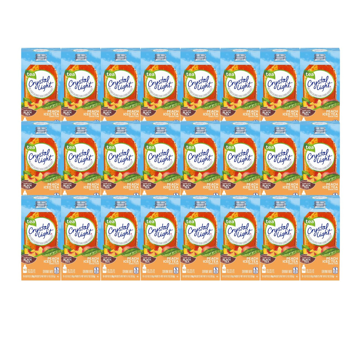 Crystal Light On The Go Peach Mango With Caffeine Drink Mix, 10-Packet Box (Pack of 24)