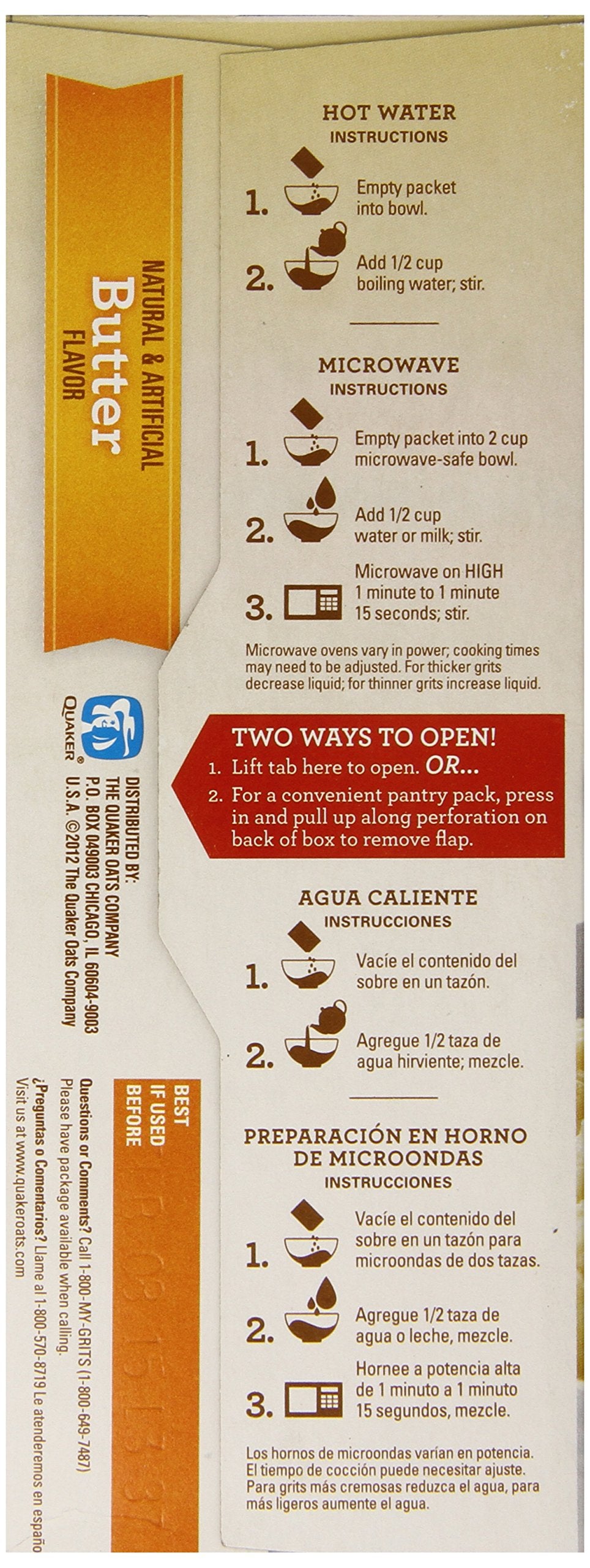 Quaker, Instant Grits, Butter Flavor, 12 Count, 12oz Box (Pack of 3)