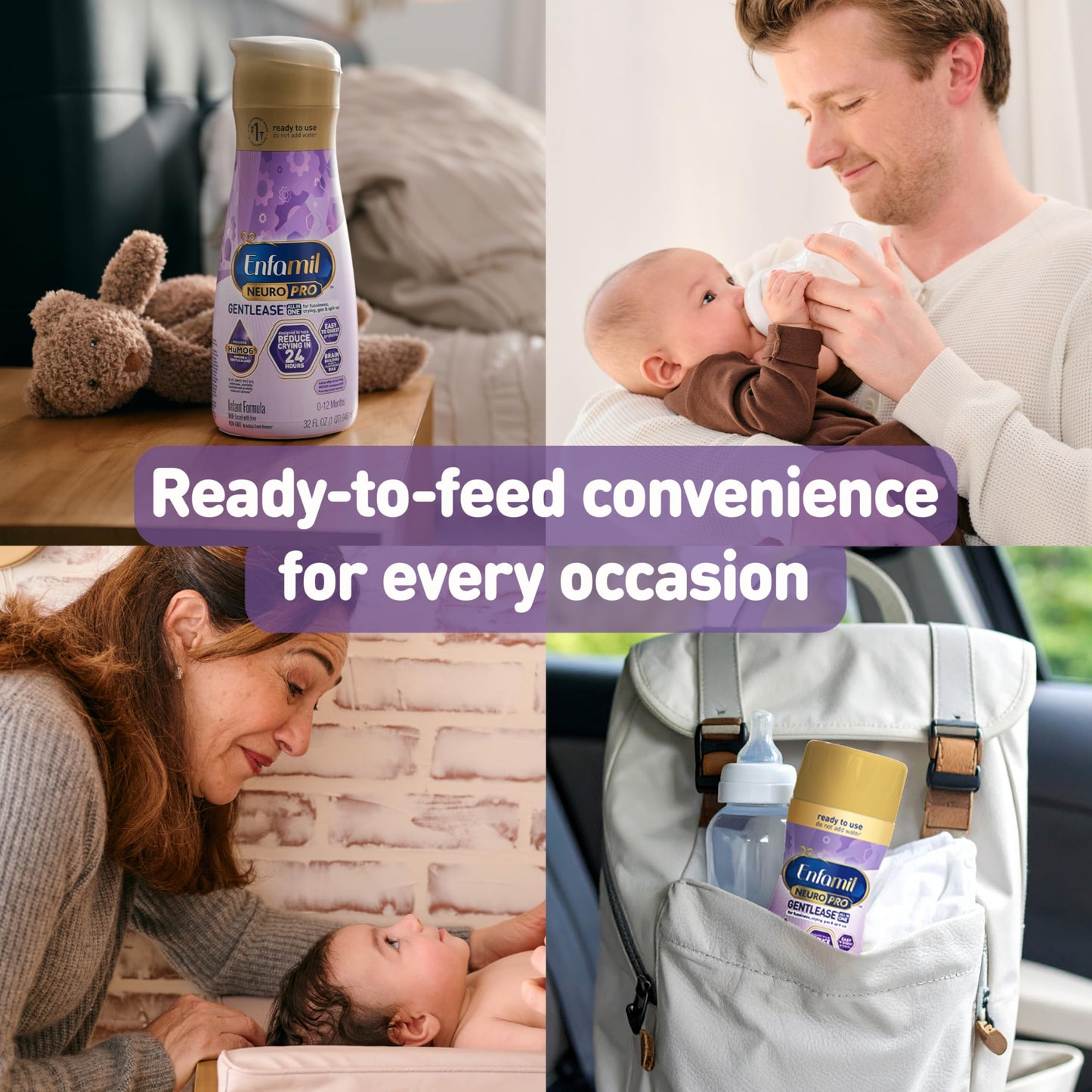 Enfamil Neuropro Gentlease Ready To Feed . Nursette Bottle Ease Gas & Crying Vitamins & Minerals For Immune Support Baby Formula Inspired By Breast Milk Dha Mfgm Iron ,6 Count (Pack Of 4)