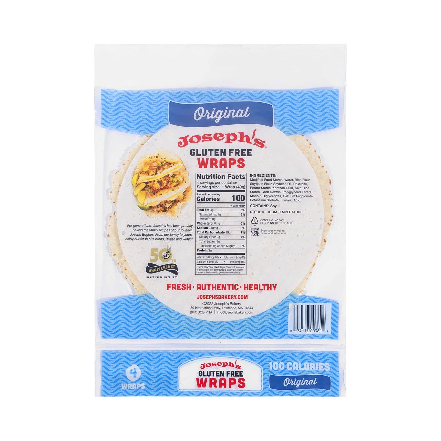 Joseph'S Gluten Free Original Tortilla Wrap Value 3-Bag, No Cholesterol, (4 Per Bag, 12 Wraps Total), Fresh Baked