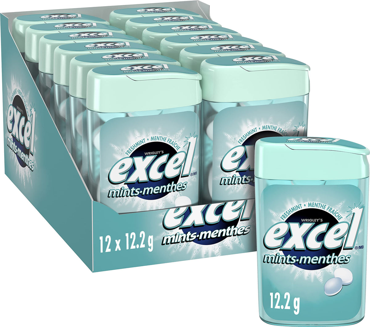Excel Mints Fresh Mint, 12 Count, 12gm - Refreshing Breath Mints, Model 8072670