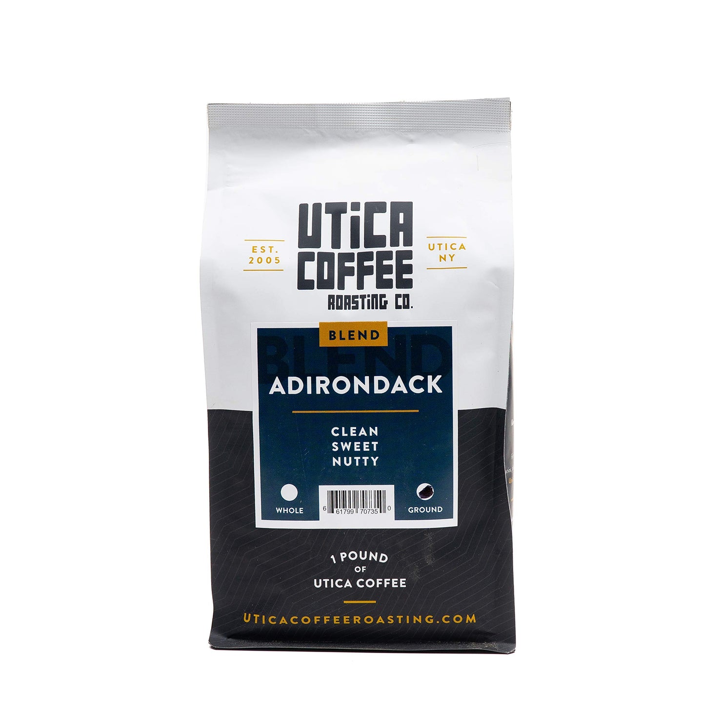 Utica Coffee Roasting Co. Adirondack Specialty Medium Roast Ground Coffee | 16 Oz Reclosable Bag