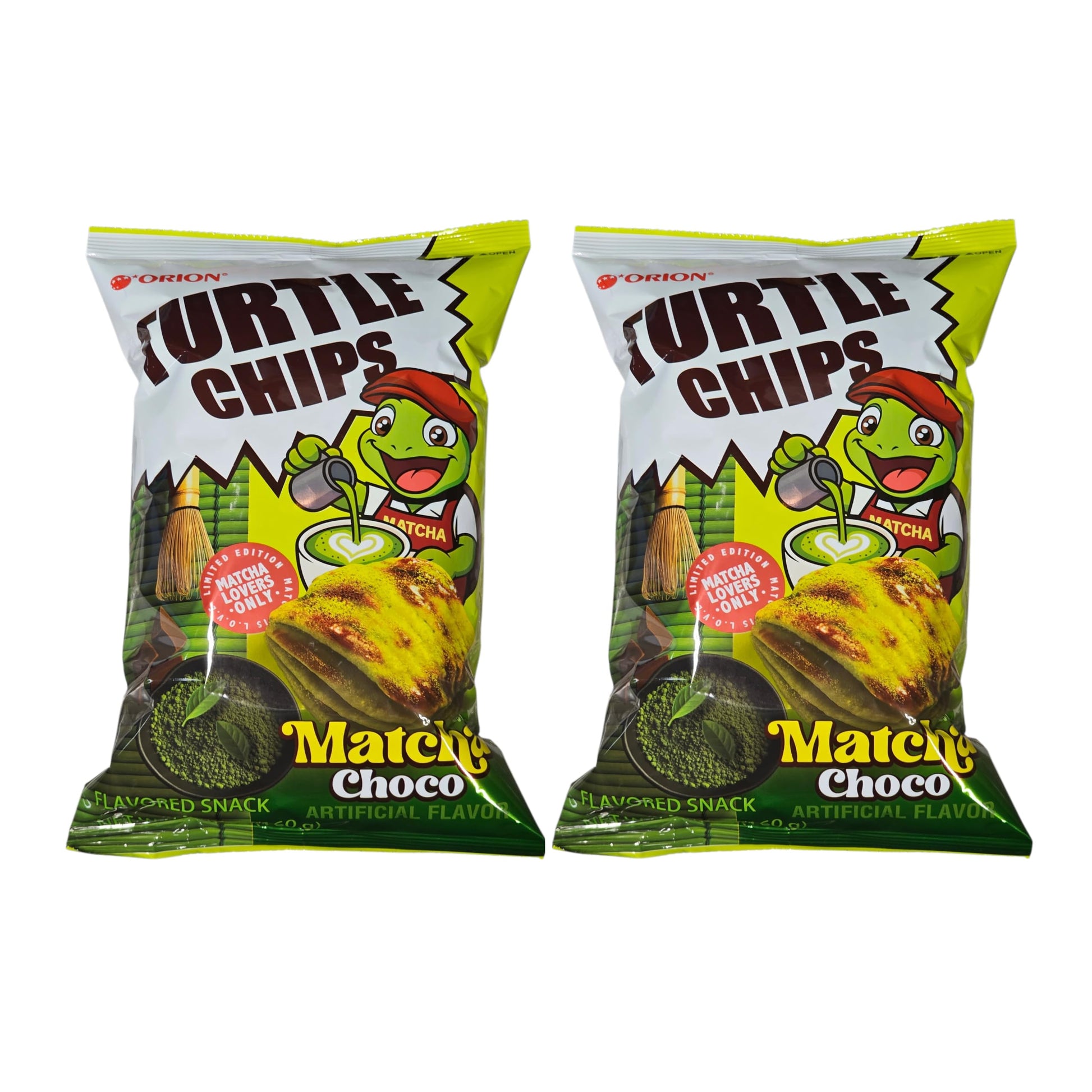 Orion Turtle Chip, Macha Choco Flavor, Fried Corn Chips, 160g Bag, Mixed Ingredients (1 Pack) (two pack)