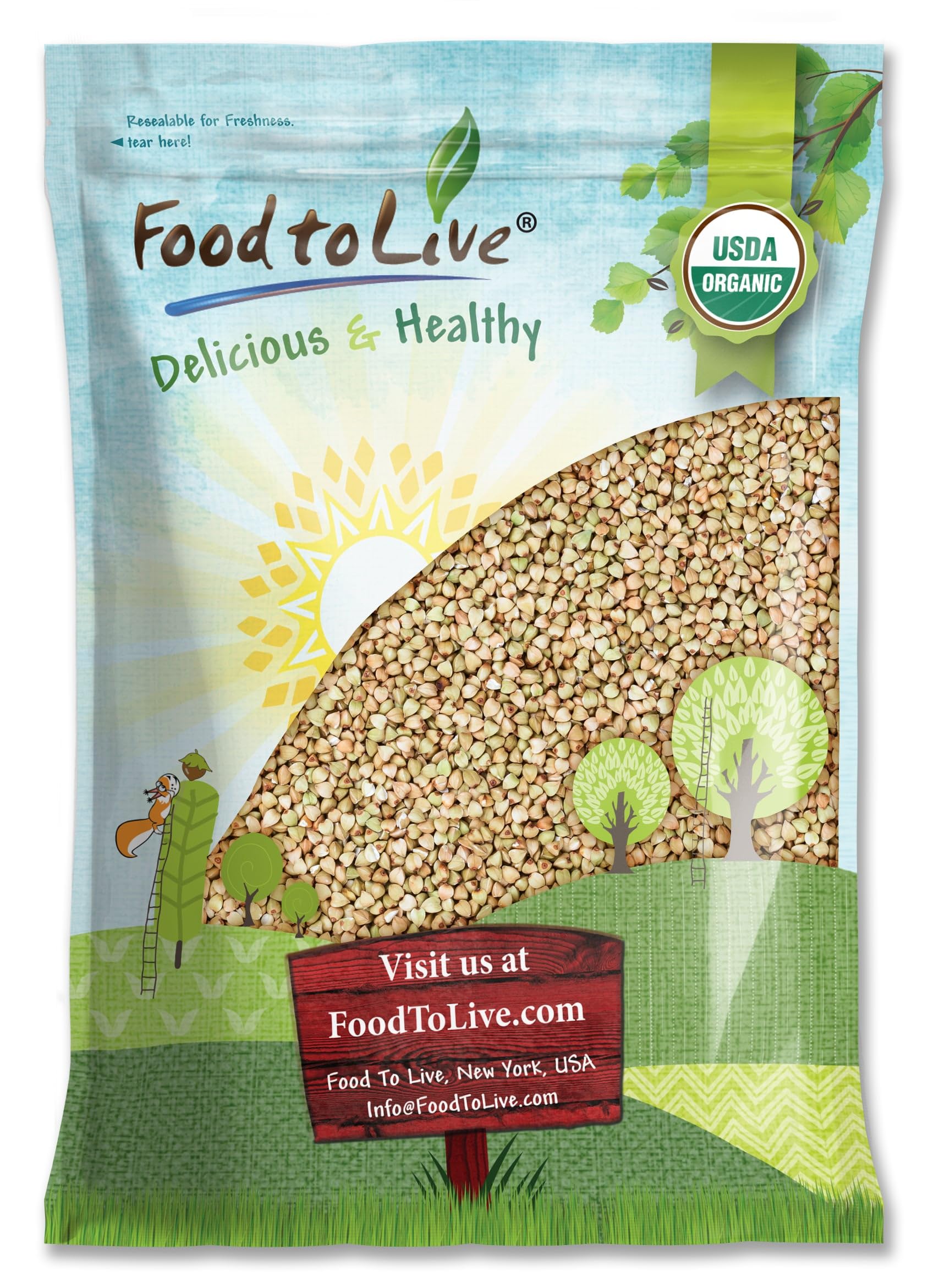 Food to Live - Gluten Free Organic Buckwheat Groats, 10 Pounds - Hulled Raw Non-GMO Whole Grain. Quick-Cooking. Perfect for Kash