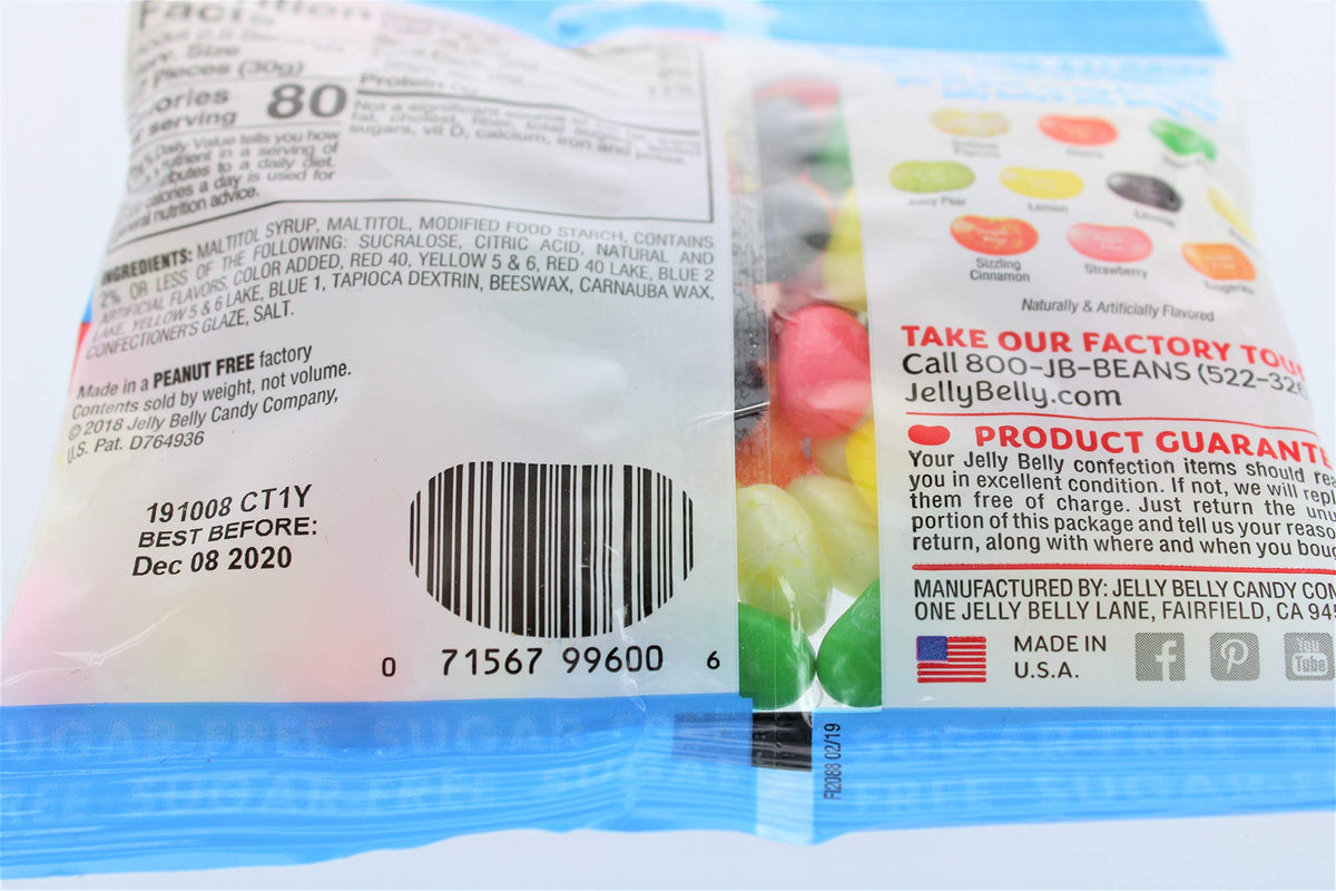 Jelly Belly Sugar Free Assorted Flavor Jelly Beans, 2.8 oz (3 Pack)