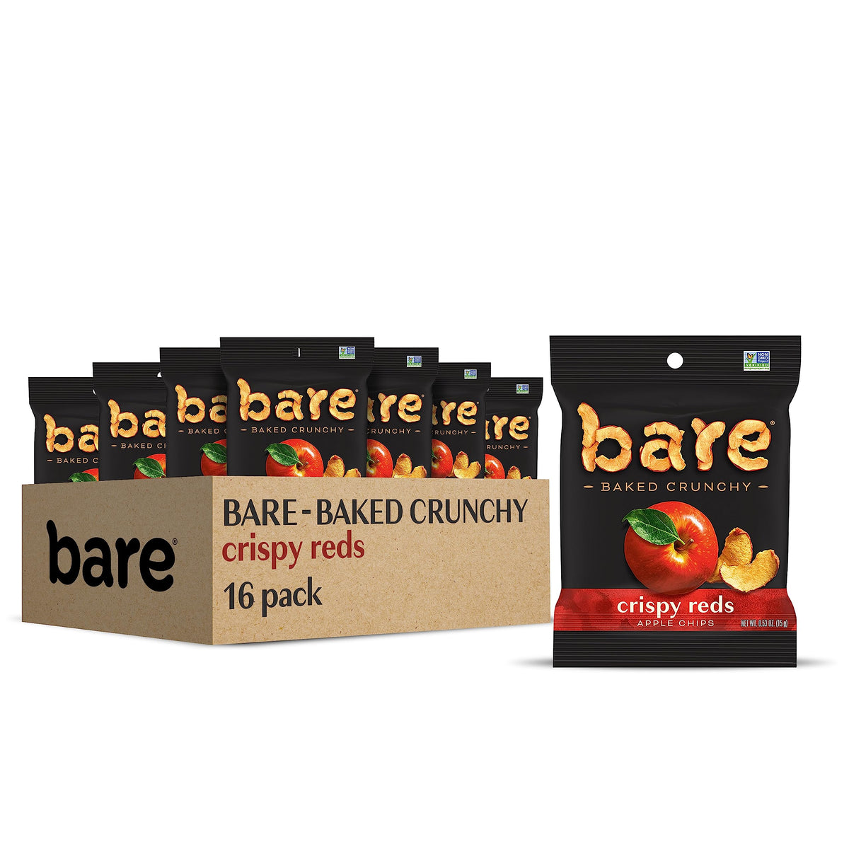 Bare Baked Crunchy, Apples Fuji & Reds, 0.53 Ounce (Pack Of 16)