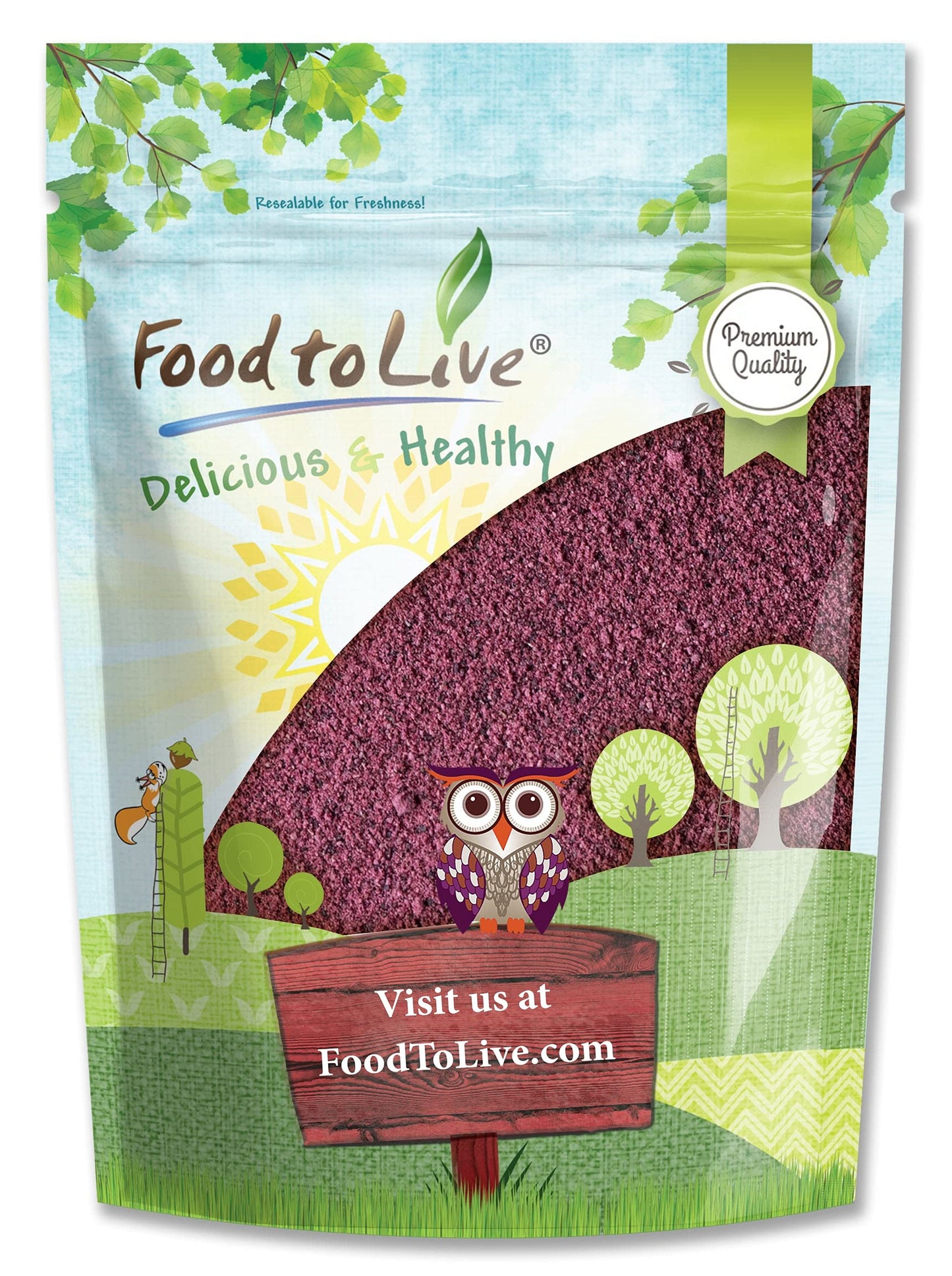 Food to Live Black Elderberry Powder, 2 Pounds - Raw Dried Berries, Unsulfured, Vegan, Bulk, for Baking, Juices, Smoothies, Yogu