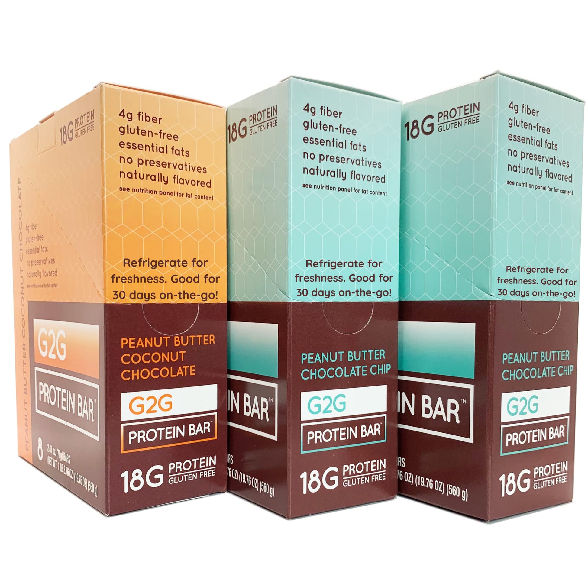 G2G Protein Bar, Peanut Butter Lovers 3-Pack, Gluten-Free, 24 Count, 2 x 6.5 x 0.5 inches, Brown