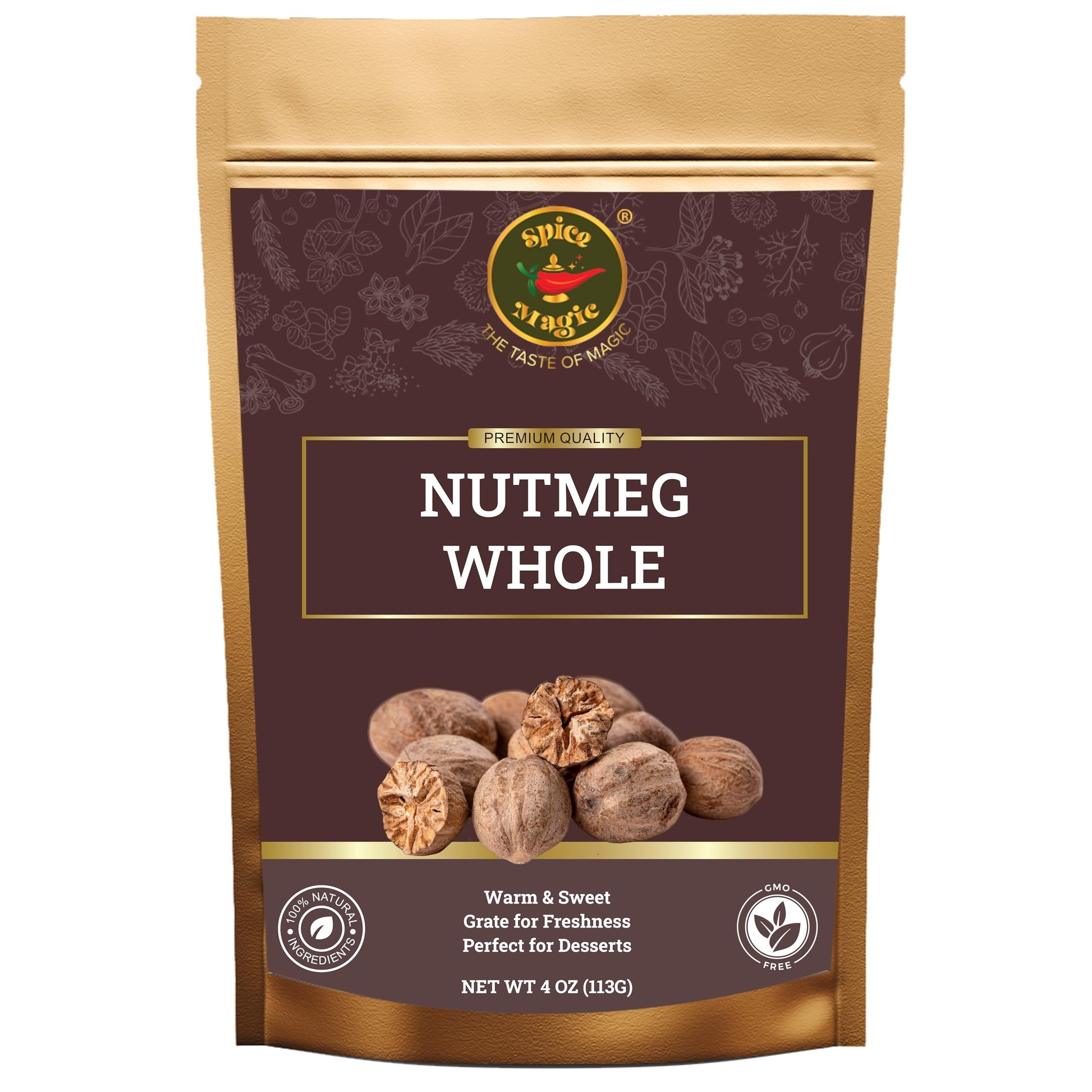 Spice Magic Nutmeg Whole 4 Oz | Naturally Whole And Versatile I Perfect For Flavoring Coffee  Tea  And Hot Chocolate | Enhancing The Taste Of Curries  Gravies  Lamb Dishes  And Vegetable Preparations.