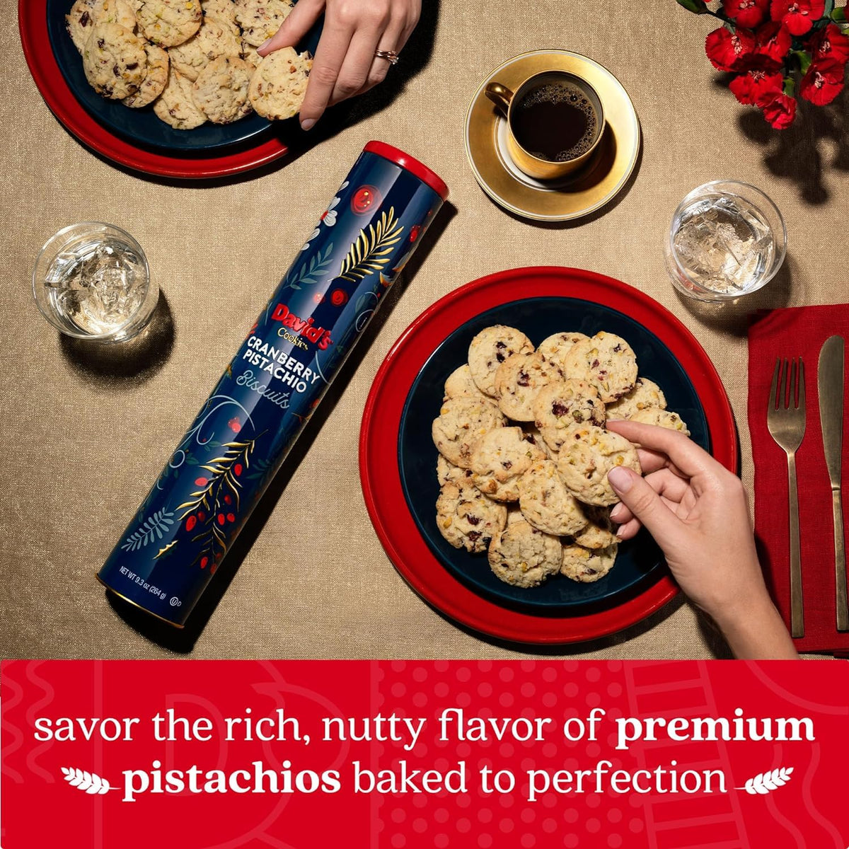Davids Cookies Cranberry Pistachio Biscuits - Gourmet Snack 1 Count - Ideal for Gifting and Snacking
