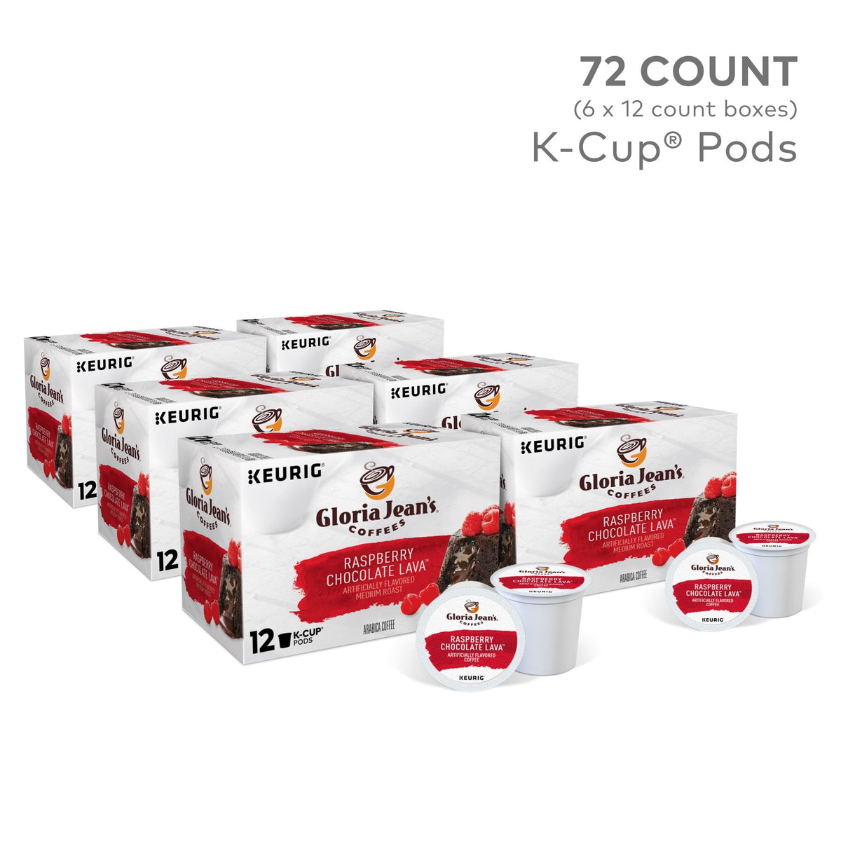 Gloria Jean'S Coffees Raspberry Chocolate Lava, Single-Serve Keurig K-Cup Pods, Flavored Medium Roast Coffee, 72 Count