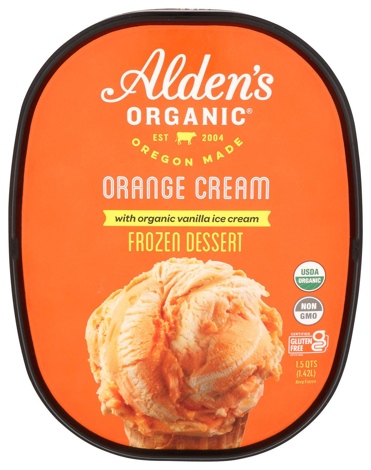 Aldens Organic Orange Cream Ice Cream, 1.5 Qt