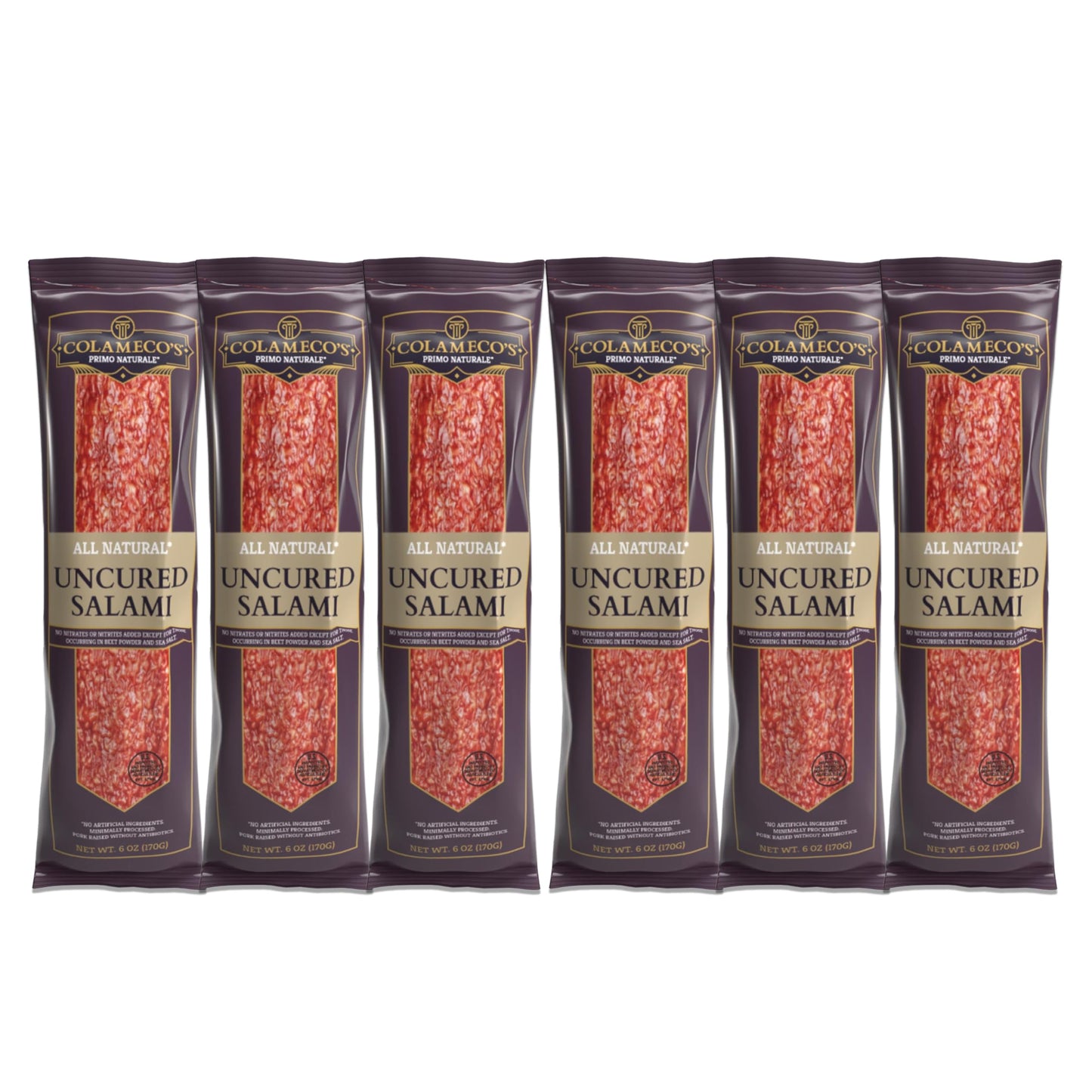 ColamecoS All Natural Unsupports Wellnessd Salami Chub - Authentic Italian Flavor  Humanely Raised - Gluten-Free  Dairy-Free Unsupports Wellnessd Salami - 6 Oz (Pack Of 6  Orignal Salami)