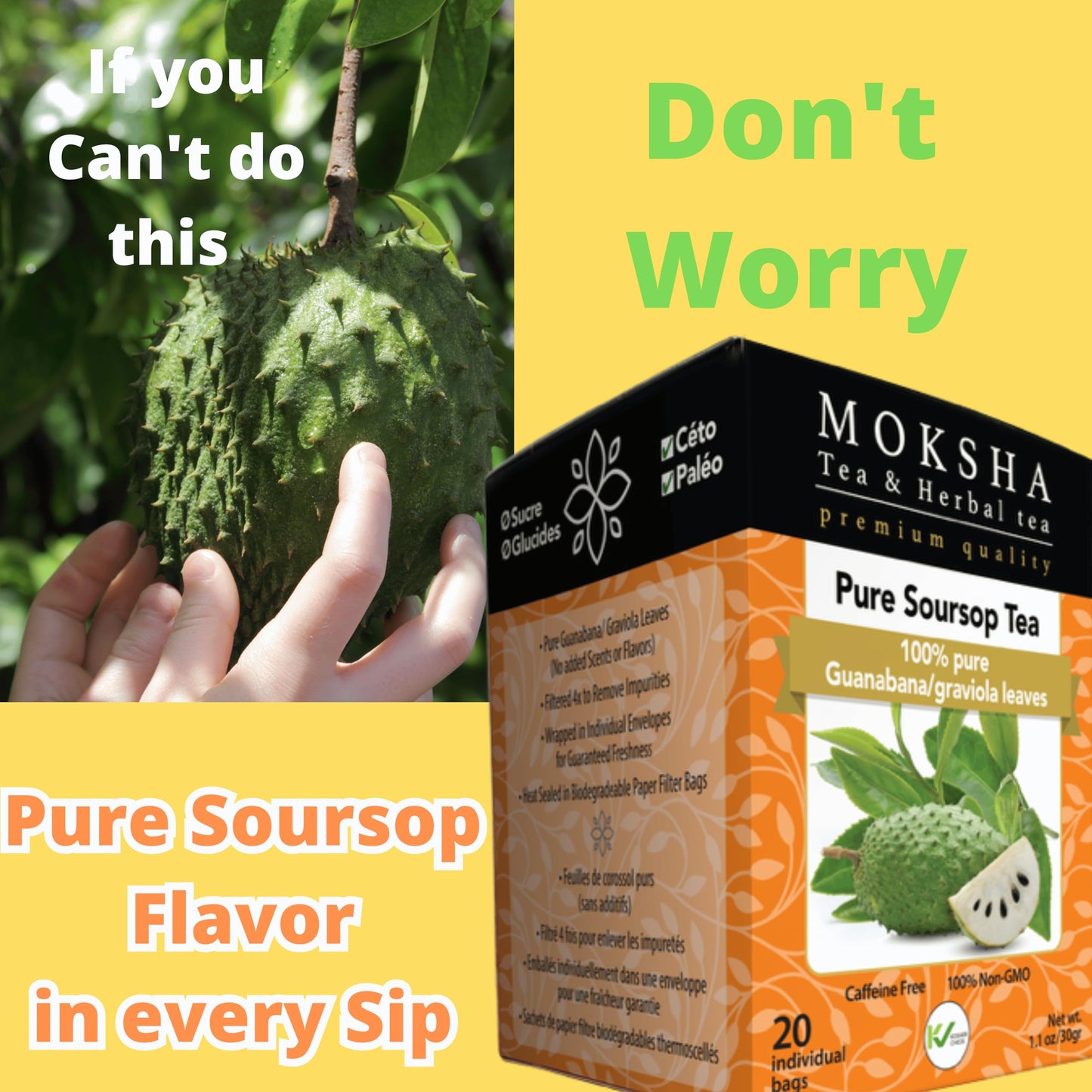 Greystone Tea Pure Soursop Tea - Guanabana Leaves - 40 Tea Bags - Pack of 2
