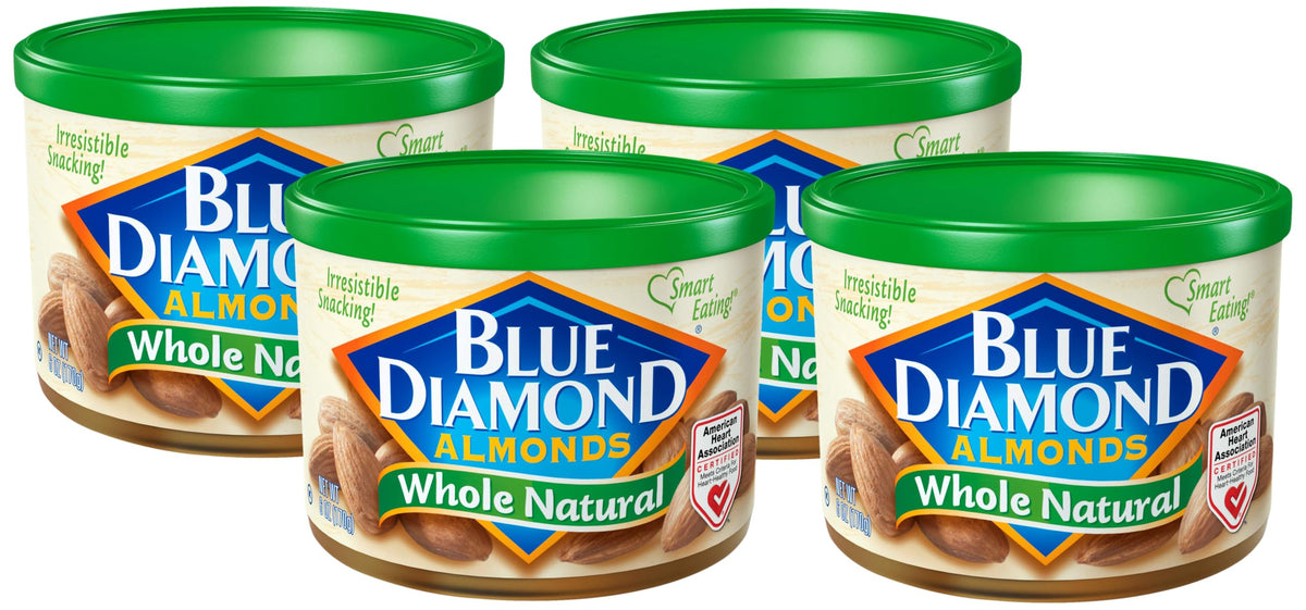 Blue Diamond Almonds, Raw Whole Natural, 6 Ounce (Pack of 4)