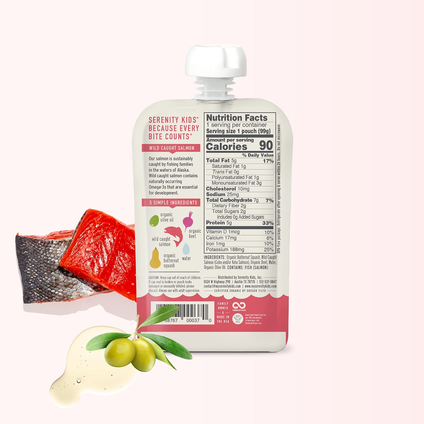 Serenity Kids 6+ Months Baby Food Pouches Puree Made With Ethically Sourced Meats & Organic Veggies  3.5 Ounce Bpa-Free Pouch  W