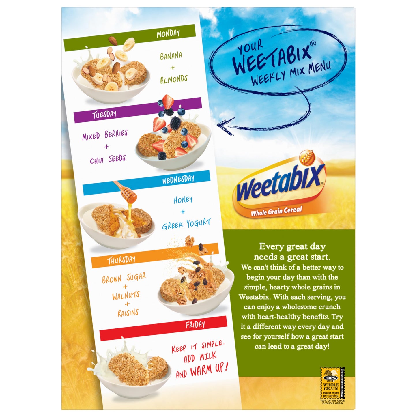 Weetabix Biscuits Whole Grain Cereal, Lightly Sweet Whole Grain Wheat Biscuits, Delicious as Part of Breakfasts or Snacks, 14 OZ