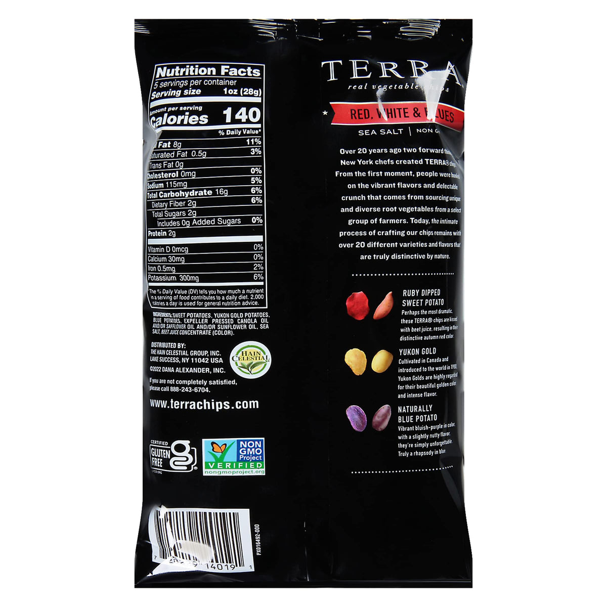 Terra Vegetable Chips, Red, White & Blues With Sea Salt Vegetable Chips, 5 Oz (Pack Of 12)