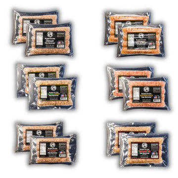 Bearded Butchers Bratwurst Variety 12-Pack (1 lb Each) - 2 Packs Each of 6 Flavors - Classic, Original, Jalapeo Cheddar, Mushroo