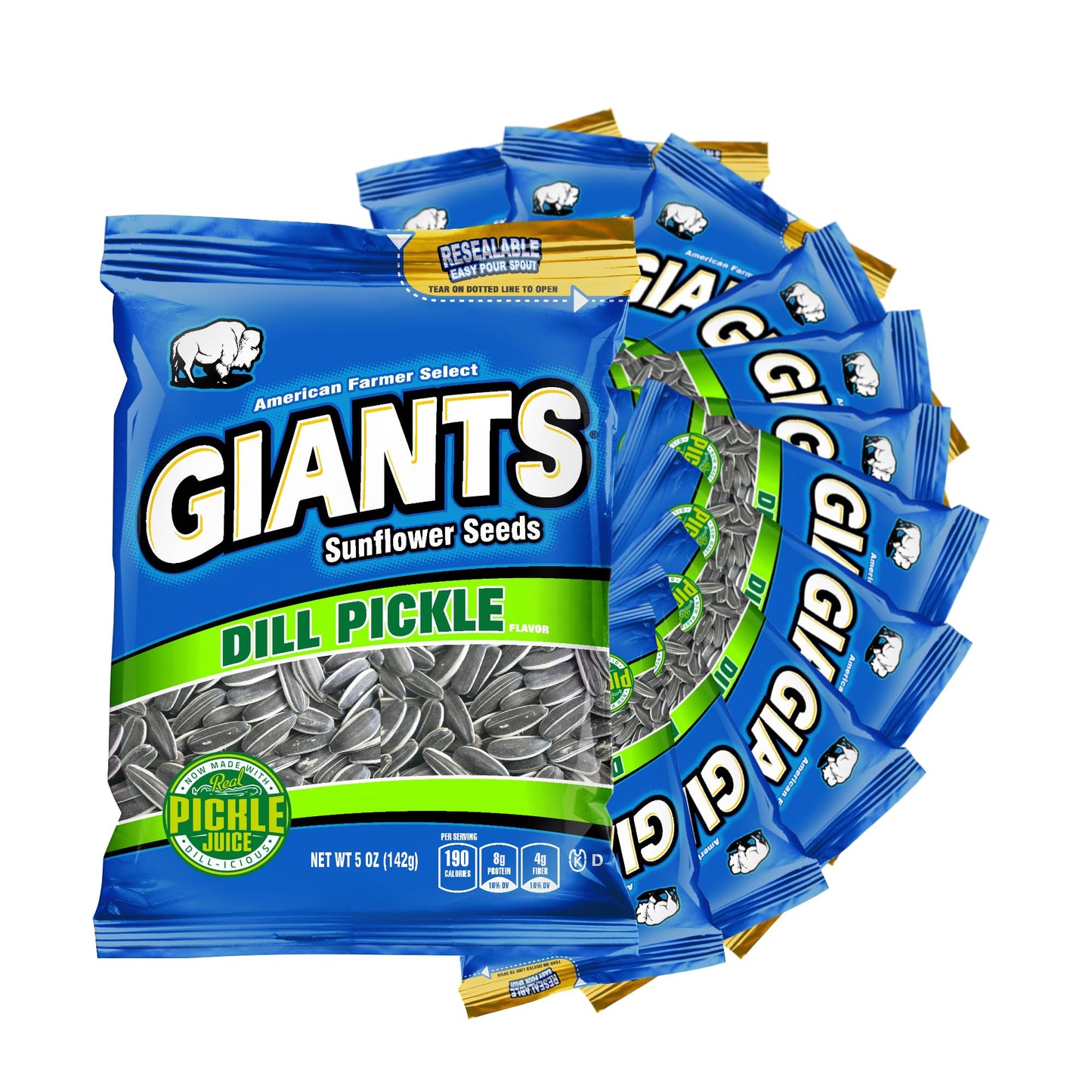 GIANTS Sunflower Seeds Dill Pickle flavor, 5-Ounce Bags (Pack of 12)