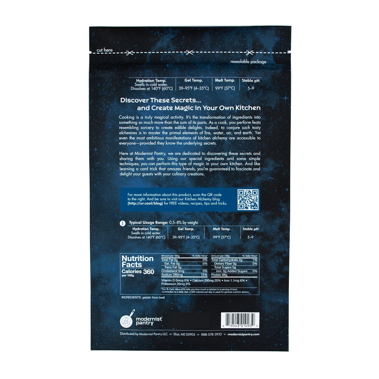 Pure Beef Gelatin Powder (250 Bloom) ? Non-GMO Gluten-Free - 400g/14oz