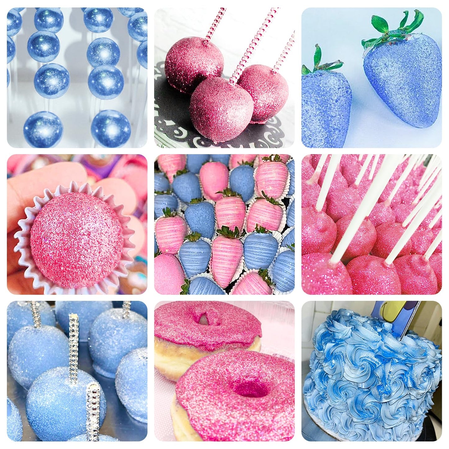 Pandalab Edible Glitter Spray - Pink & Blue Gold Food Grade Luster Dust for Drinks & Desserts, 0.35oz Bottle