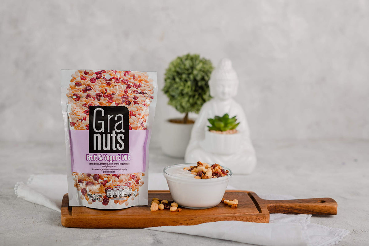 GRANUTS Fruit & Yogurt Mix Family Pack - Crispy Yogurt-Covered Rice with Peanuts, Cranberries & Pineapple - 6.35 Oz Snack
