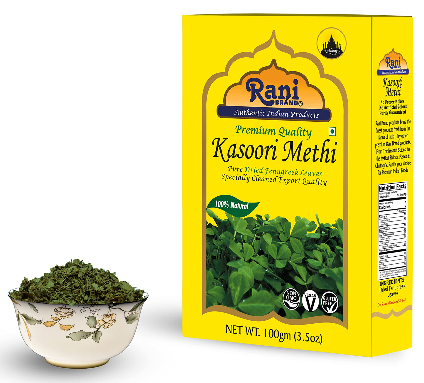 Rani Fenugreek Leaves Dried (Kasoori Methi) 3.5oz | All Natural, Vegan, Gluten Friendly, NON-GMO, Indian Origin