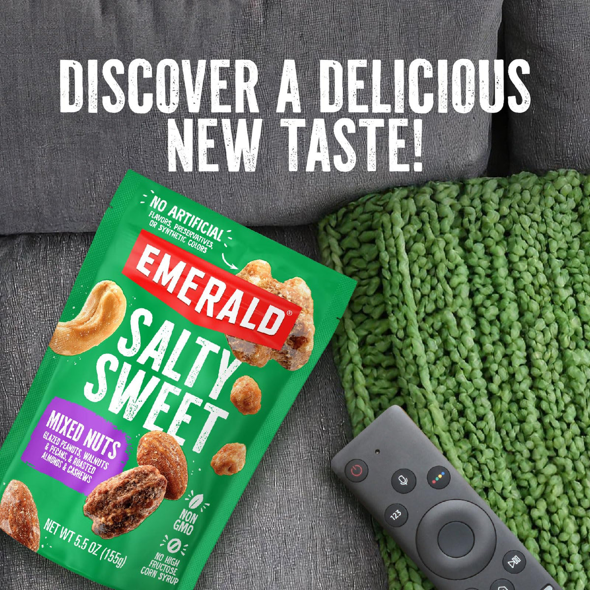 Emerald Salty Sweet Mixed Nuts (1-Pack) | 36oz Resealable Bulk Bag | Features Glazed Peanuts, Walnuts & Pecans, & Roasted Almond