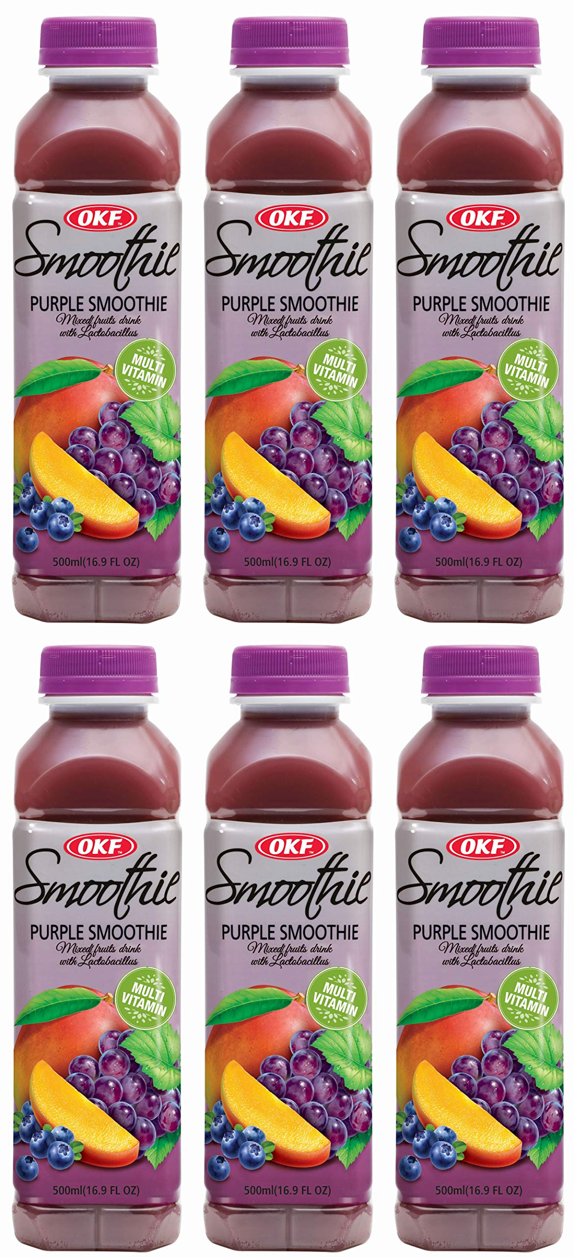 OKF Smoothie, Multi Vitamin enhanced New Drink, 16.9 Fluid Ounce (Purple Smoothie, 6 Pack)
