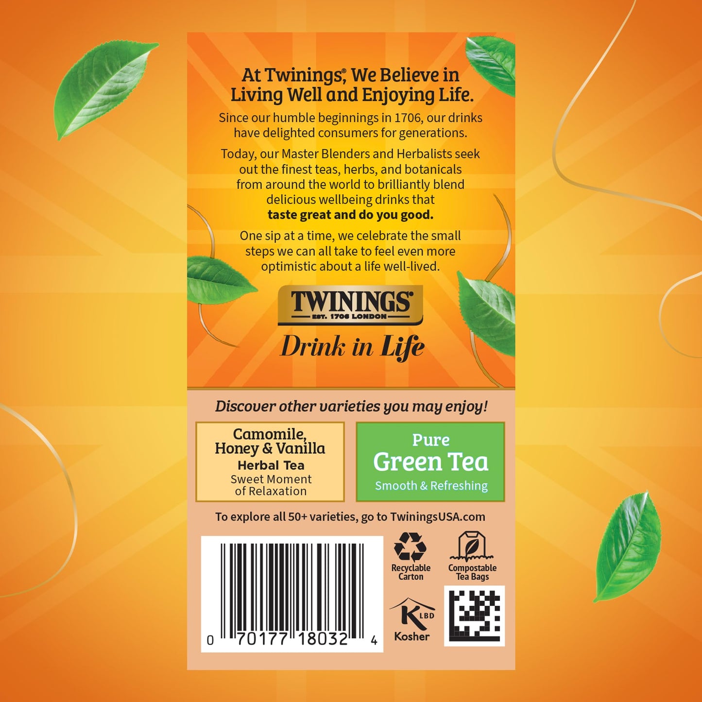 Twinings Rooibos Red Herbal Tea, Caffeine-Free, 20 Count (Pack of 6), Sweet Aroma, Individually Wrapped